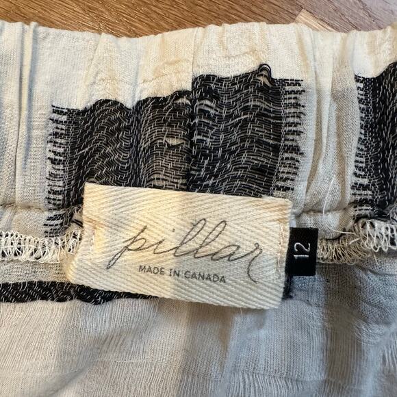 Pillar Canada Cotton Linen Blend Modern Square Print Skirt sz 12 - Picture 3 of 6